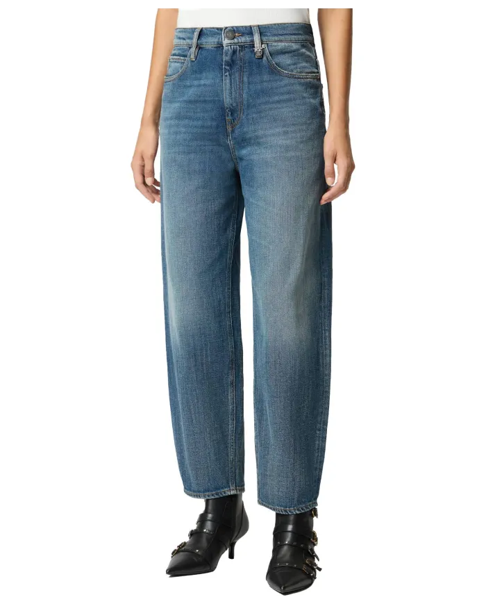 PINKO Jeans Donna 103857A2RQ ESTELLE AI 25/26 balloon-fit con ricamo tasca posteriore. PJC DENIM MEDIO