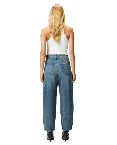 PINKO Jeans Donna 103857A2RQ ESTELLE AI 25/26 balloon-fit con ricamo tasca posteriore. PJC DENIM MEDIO
