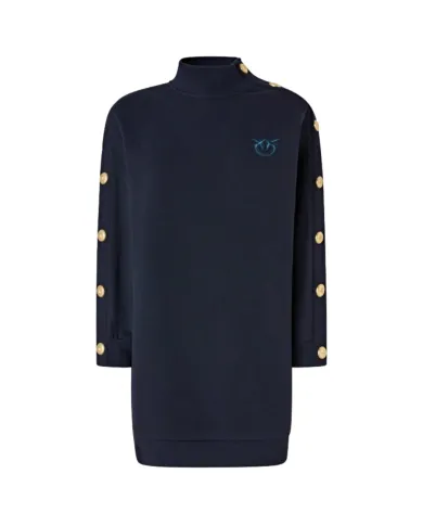 PINKO Abito Donna 105610A2TC MUESLI AI 25/26 a lupetto in felpa con bottoni G82 BLU TENEBRA