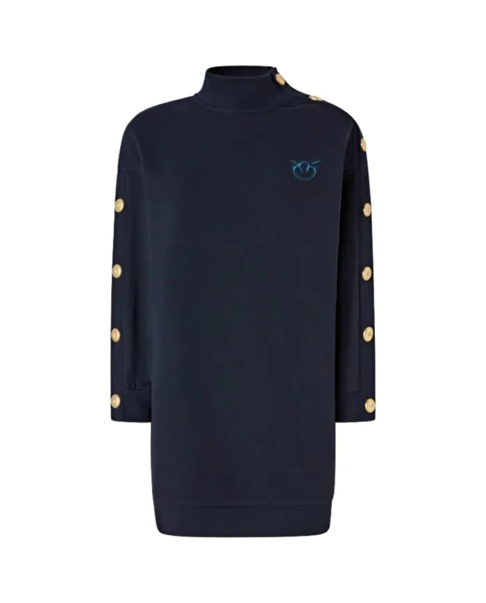 PINKO Abito Donna 105610A2TC MUESLI AI 25/26 a lupetto in felpa con bottoni G82 BLU TENEBRA