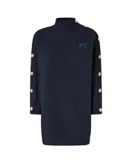 PINKO Abito Donna 105610A2TC MUESLI AI 25/26 a lupetto in felpa con bottoni G82 BLU TENEBRA
