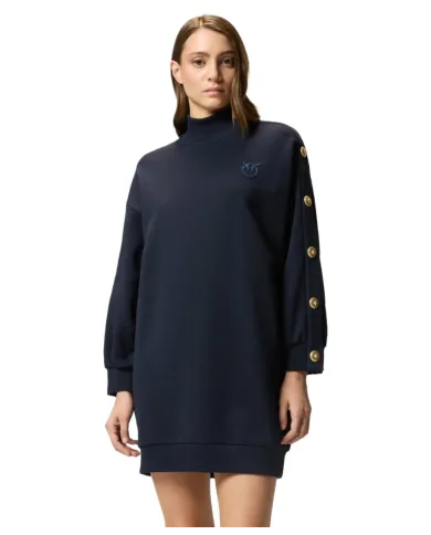 PINKO Abito Donna 105610A2TC MUESLI AI 25/26 a lupetto in felpa con bottoni G82 BLU TENEBRA