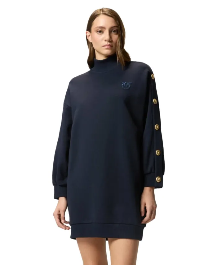PINKO Abito Donna 105610A2TC MUESLI AI 25/26 a lupetto in felpa con bottoni G82 BLU TENEBRA