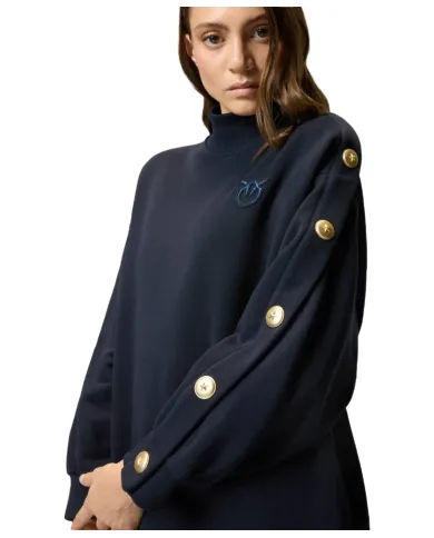 PINKO Abito Donna 105610A2TC MUESLI AI 25/26 a lupetto in felpa con bottoni G82 BLU TENEBRA