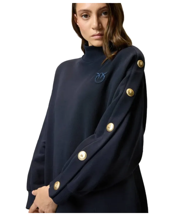 PINKO Abito Donna 105610A2TC MUESLI AI 25/26 a lupetto in felpa con bottoni G82 BLU TENEBRA