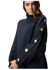 PINKO Abito Donna 105610A2TC MUESLI AI 25/26 a lupetto in felpa con bottoni G82 BLU TENEBRA