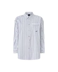 PINKO Camicia Donna 106797A3C4 PIGNOLATA AI 25/26 a righe con taschino e logo ZZ1 BIANCO/NERO