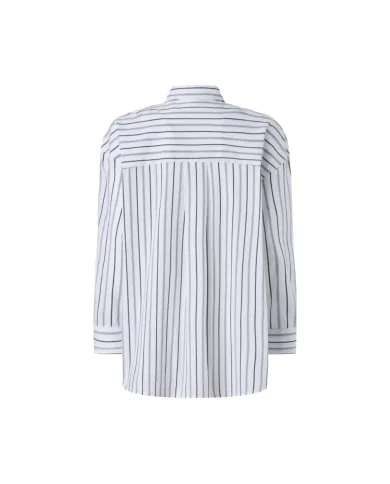 PINKO Camicia Donna 106797A3C4 PIGNOLATA AI 25/26 a righe con taschino e logo ZZ1 BIANCO/NERO