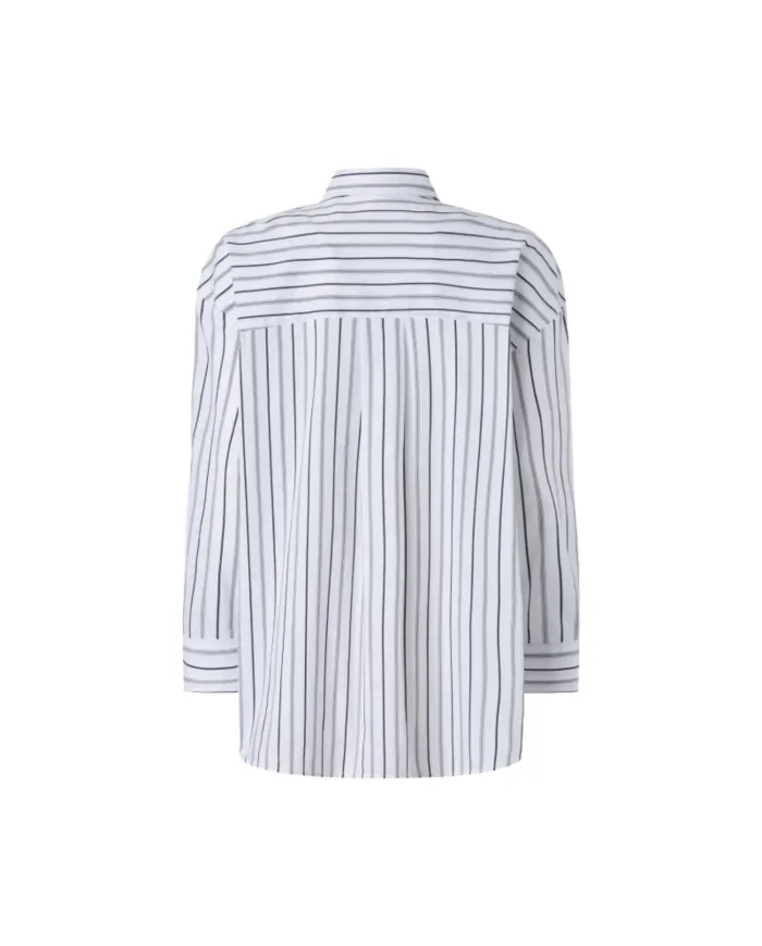 PINKO Camicia Donna 106797A3C4 PIGNOLATA AI 25/26 a righe con taschino e logo ZZ1 BIANCO/NERO