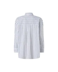 PINKO Camicia Donna 106797A3C4 PIGNOLATA AI 25/26 a righe con taschino e logo ZZ1 BIANCO/NERO