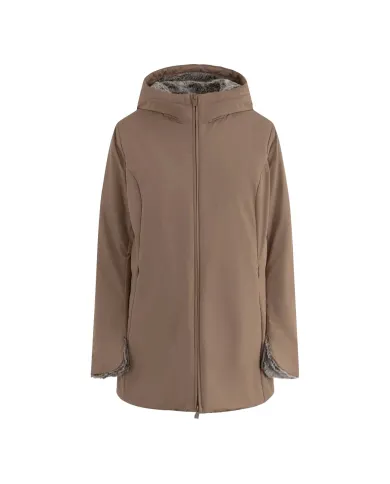 SUNS Parka Donna GBS53020D MARMOLADA AI 25/26 con cappuccio e interno in eco pelliccia V8 NOCE