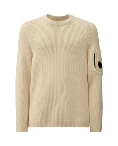 C.P. COMPANY Maglia Uomo 19CMKN015A 006608A AI 25.26 cotone con taschino applicato 103 GAUZE WHITE