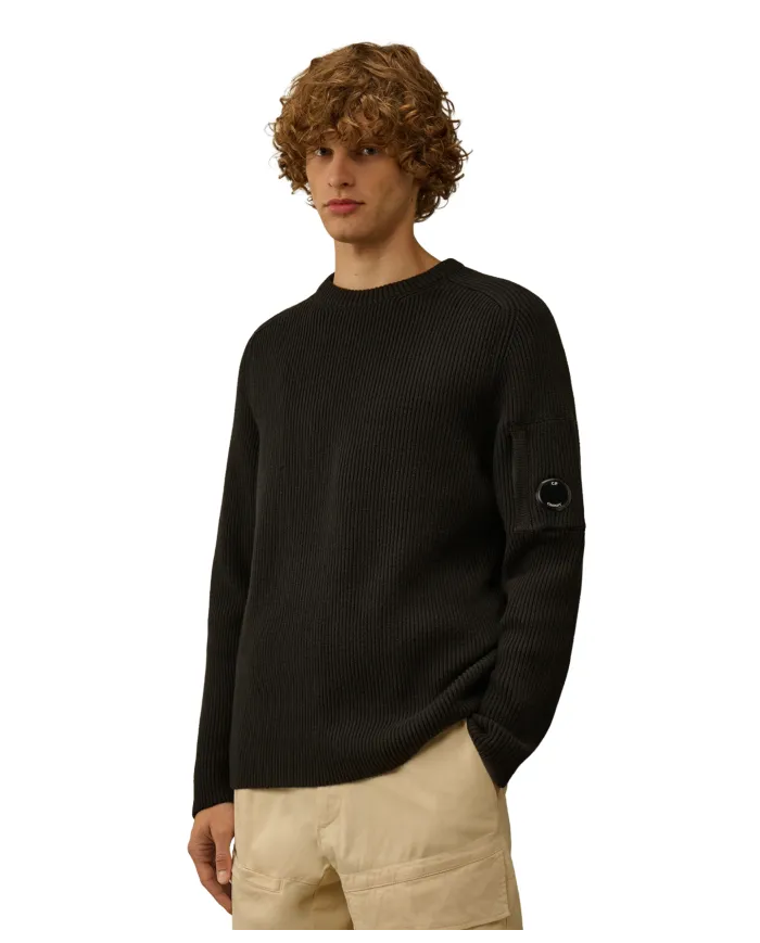 C.P. COMPANY Maglia Uomo 19CMKN015A 006608A AI 25.26 cotone con taschino applicato 999 BLACK