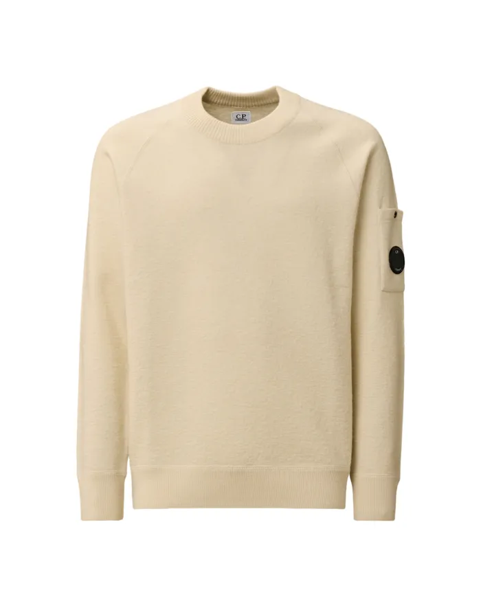 C.P. COMPANY Maglia Uomo 19CMKN198A 110468A AI 25/26 lana con taschino applicato 103 GAUZE WHITE