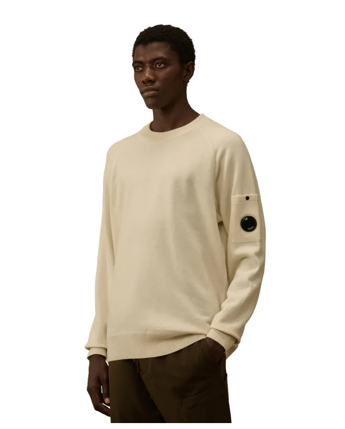 C.P. COMPANY Maglia Uomo 19CMKN198A 110468A AI 25/26 lana con taschino applicato 103 GAUZE WHITE