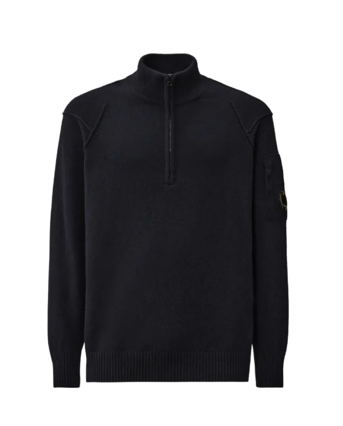 C.P. COMPANY Maglia Uomo 19CMKN709A 110149A AI 25/26 lana con colletto alto 888 TOTAL ECLIPS