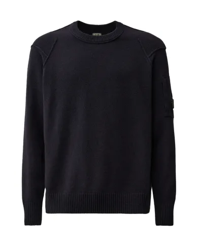 C.P. COMPANY Maglia Uomo RFCMKN707A 110149A AI 25/26 lana con taschino applicato 888 TOTAL ECLIPS