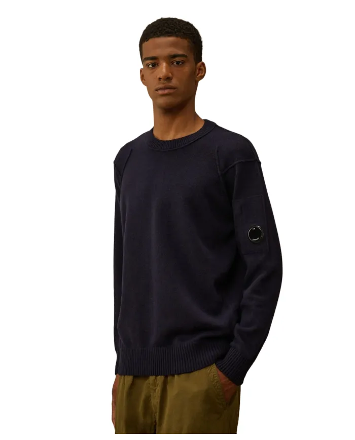 C.P. COMPANY Maglia Uomo RFCMKN707A 110149A AI 25/26 lana con taschino applicato 888 TOTAL ECLIPS