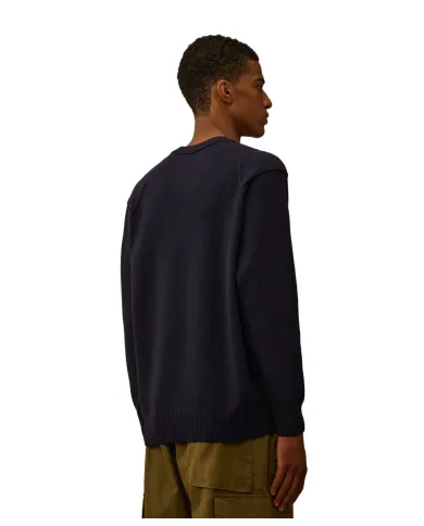 C.P. COMPANY Maglia Uomo RFCMKN707A 110149A AI 25/26 lana con taschino applicato 888 TOTAL ECLIPS