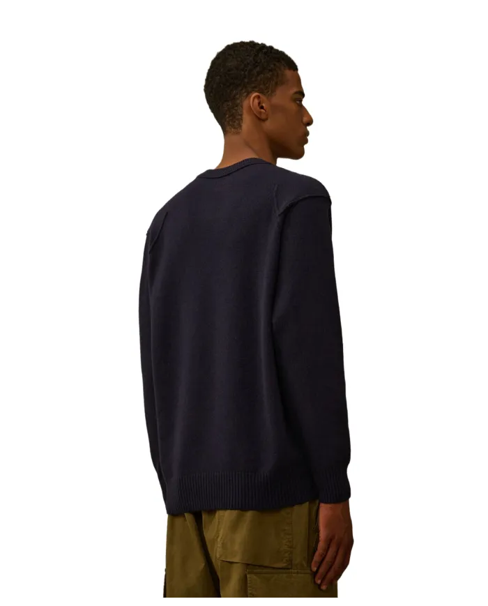 C.P. COMPANY Maglia Uomo RFCMKN707A 110149A AI 25/26 lana con taschino applicato 888 TOTAL ECLIPS