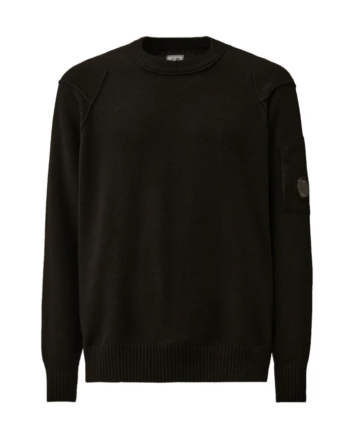 C.P. COMPANY Maglia Uomo RFCMKN707A 110149A AI 25/26 lana con taschino applicato 999 BLACK