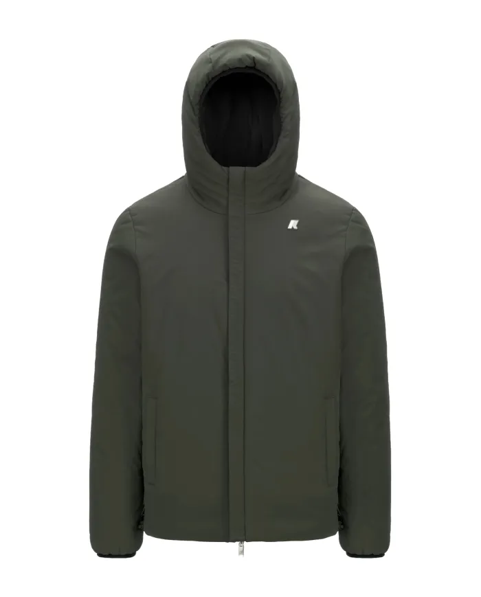 K-WAY Giubotto Uomo K6128VW JACK AI 25/26 regular waterproof reversibile AH3 Black-Green Blackish