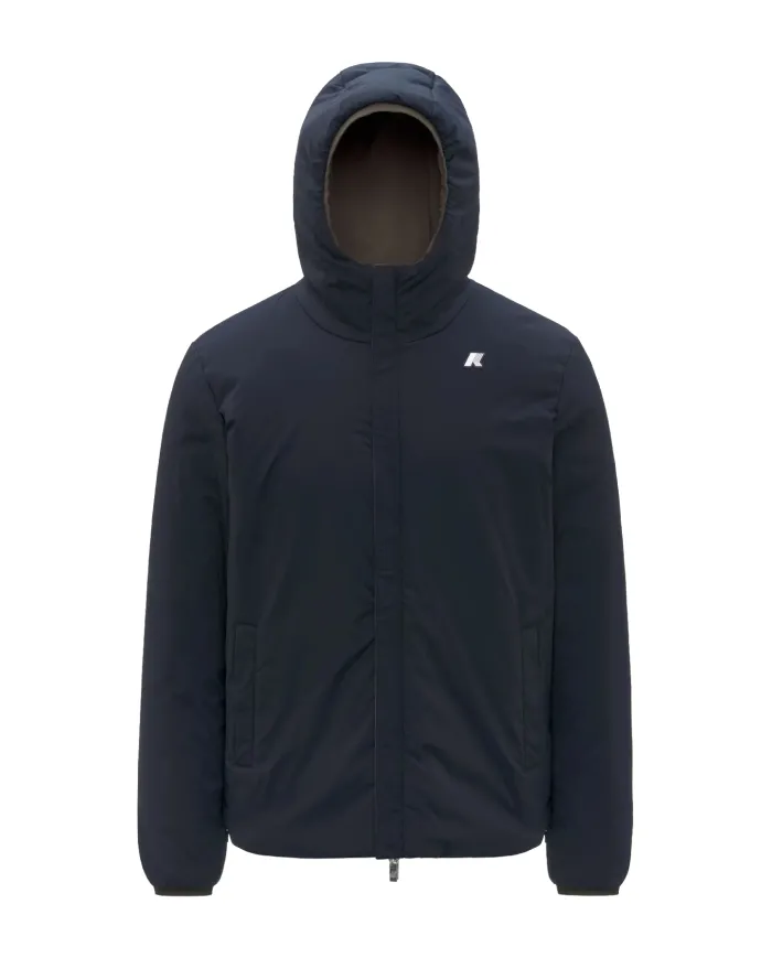 K-WAY Giubotto Uomo K6128VW JACK AI 25/26 regular waterproof reversibile B3A Black Olive-Blue