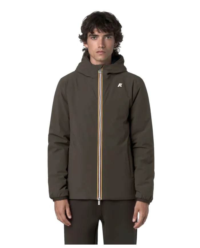 K-WAY Giubotto Uomo K6128VW JACK AI 25/26 regular waterproof reversibile B3A Black Olive-Blue