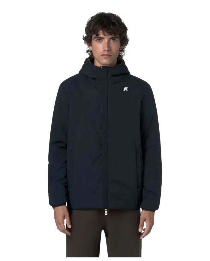K-WAY Giubotto Uomo K6128VW JACK AI 25/26 regular waterproof reversibile B3A Black Olive-Blue
