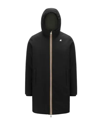 K-WAY Giubbotto Uomo K6128WW JACOB AI 25/26 regular lungo reversibile AH3 Black-Green Blackish