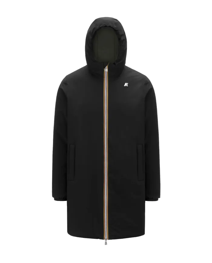 K-WAY Giubbotto Uomo K6128WW JACOB AI 25/26 regular lungo reversibile AH3 Black-Green Blackish