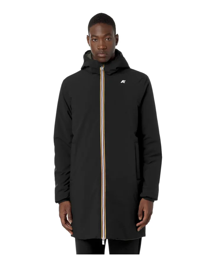 K-WAY Giubbotto Uomo K6128WW JACOB AI 25/26 regular lungo reversibile AH3 Black-Green Blackish