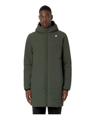 K-WAY Giubbotto Uomo K6128WW JACOB AI 25/26 regular lungo reversibile AH3 Black-Green Blackish