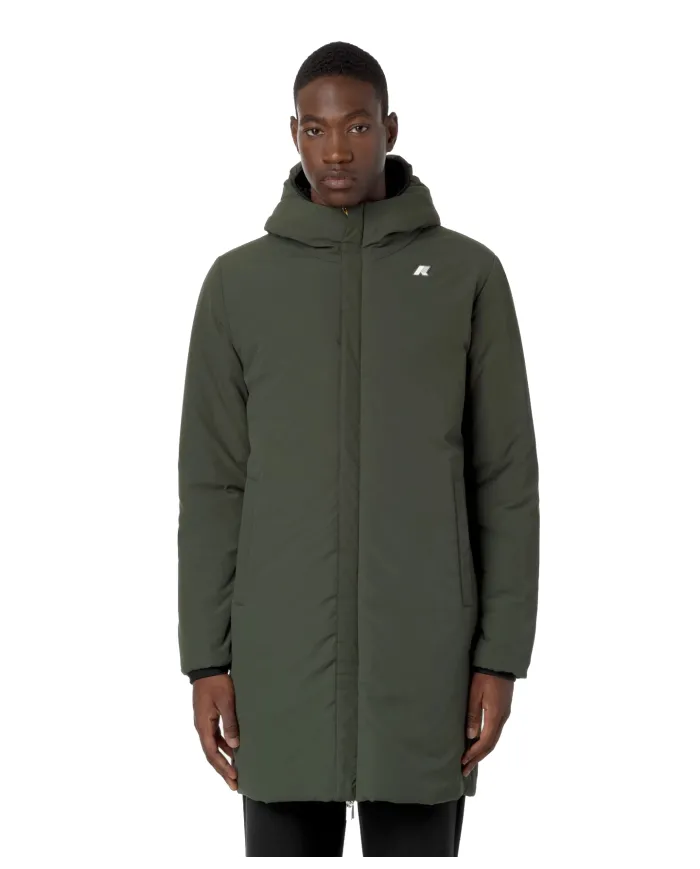 K-WAY Giubbotto Uomo K6128WW JACOB AI 25/26 regular lungo reversibile AH3 Black-Green Blackish