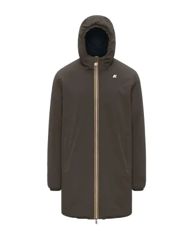 K-WAY Giubbotto Uomo K6128WW JACOB AI 25/26 regular lungo reversibile B3A Black Olive-Blue