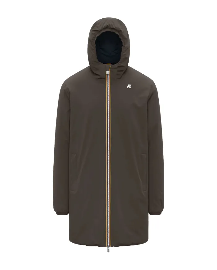 K-WAY Giubbotto Uomo K6128WW JACOB AI 25/26 regular lungo reversibile B3A Black Olive-Blue