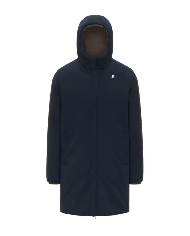 K-WAY Giubbotto Uomo K6128WW JACOB AI 25/26 regular lungo reversibile B3A Black Olive-Blue