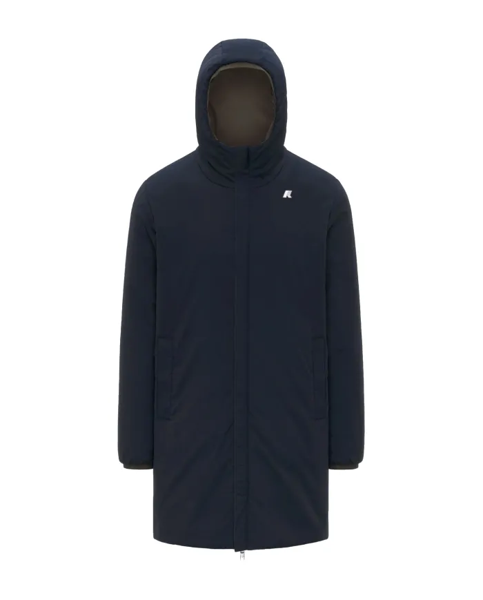 K-WAY Giubbotto Uomo K6128WW JACOB AI 25/26 regular lungo reversibile B3A Black Olive-Blue