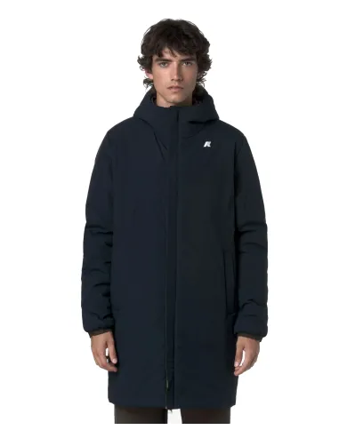 K-WAY Giubbotto Uomo K6128WW JACOB AI 25/26 regular lungo reversibile B3A Black Olive-Blue