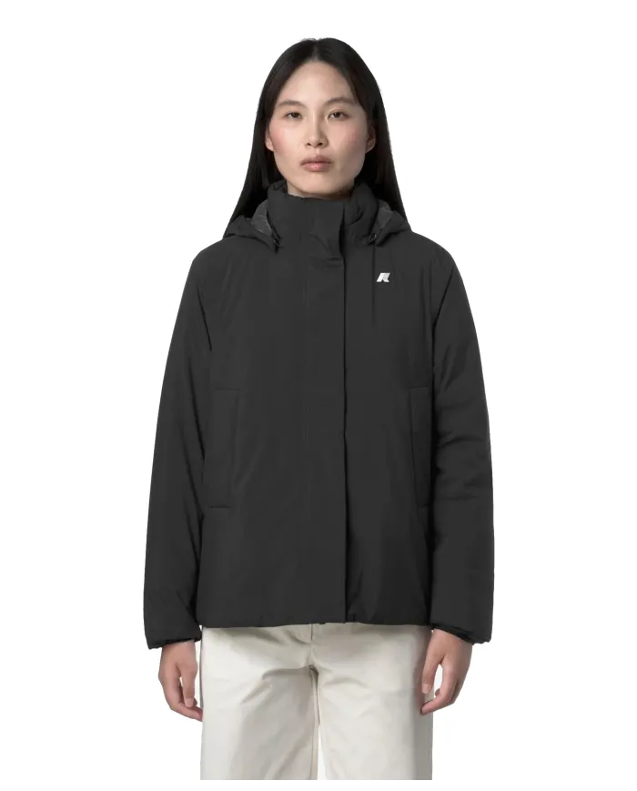 K-WAY Giubbotto Donna K6133YW MARLETTE AI 25/26 regular con cappuccio rimovibile AL8 Black P-Blue A