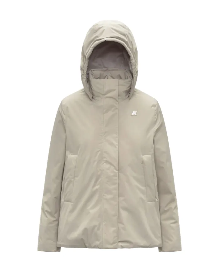K-WAY Giubbotto Donna K6133YW MARLETTE AI 25/26 regular con cappuccio rimovibile B2X Beige cashmere-Grey