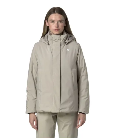 K-WAY Giubbotto Donna K6133YW MARLETTE AI 25/26 regular con cappuccio rimovibile B2X Beige cashmere-Grey