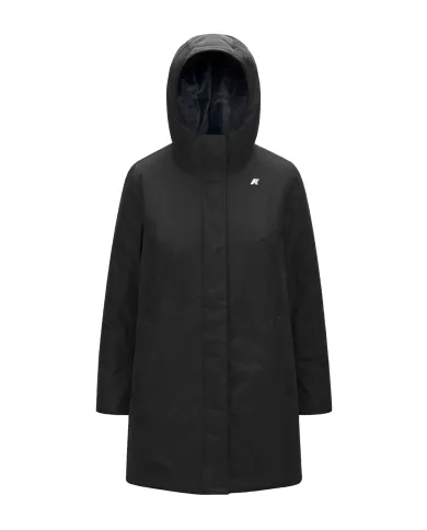K-WAY Giaccone Donna K71326W SOPHIE AI 25/26 lungo waterproof con cappuccio AL8 Black P-Blue A