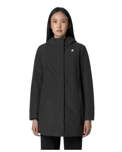 K-WAY Giaccone Donna K71326W SOPHIE AI 25/26 lungo waterproof con cappuccio AL8 Black P-Blue A