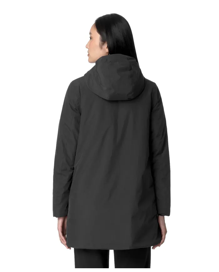 K-WAY Giaccone Donna K71326W SOPHIE AI 25/26 lungo waterproof con cappuccio AL8 Black P-Blue A