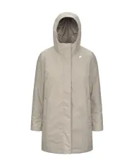 K-WAY Giaccone Donna K71326W SOPHIE AI 25/26 lungo waterproof con cappuccio B2X Beige cashmere-Grey