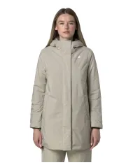 K-WAY Giaccone Donna K71326W SOPHIE AI 25/26 lungo waterproof con cappuccio B2X Beige cashmere-Grey