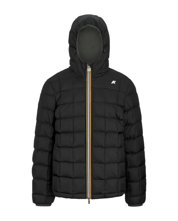 K-WAY Piumino Uomo K8127WW JACK AI 25/26 regular reversibile con motivo trapuntato AGQ Green-Black