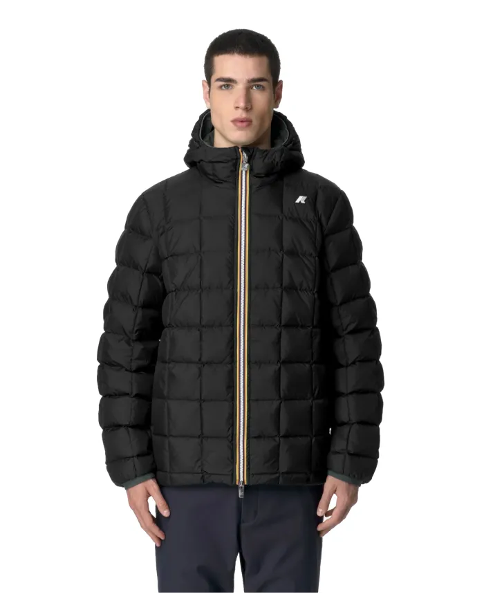 K-WAY Piumino Uomo K8127WW JACK AI 25/26 regular reversibile con motivo trapuntato AGQ Green-Black