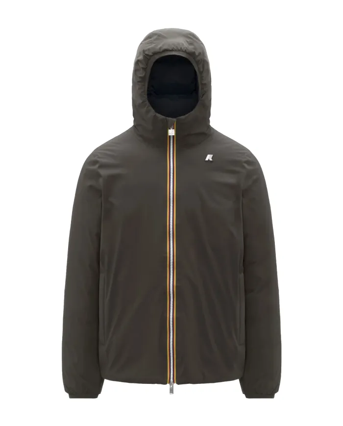 K-WAY Piumino Uomo K8127WW JACK AI 25/26 regular reversibile con motivo trapuntato B3A Black Olive-Blue